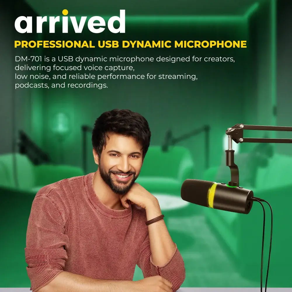 DigiTek USB Professional Dynamic Podcast Microphone RGB (DM 701) view 3